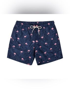 Boto Men's Size 30 Cabo Shorts/Swim Trunks in Navy pink Flamingo drawstring GUC